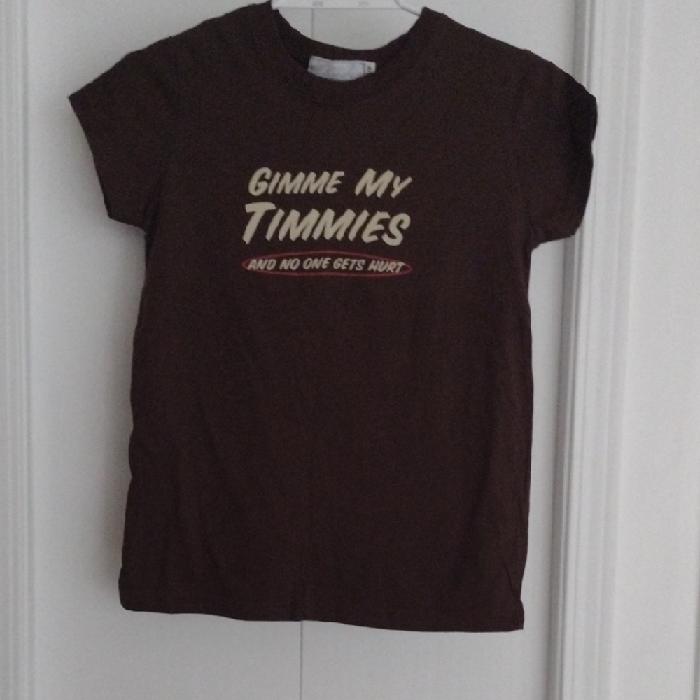 Made In Canada.Brown Novelty T-shirt Ptp 17"